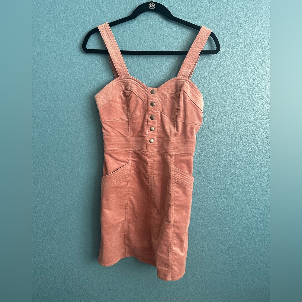 Express pink corduroy bustier fit and flare dress